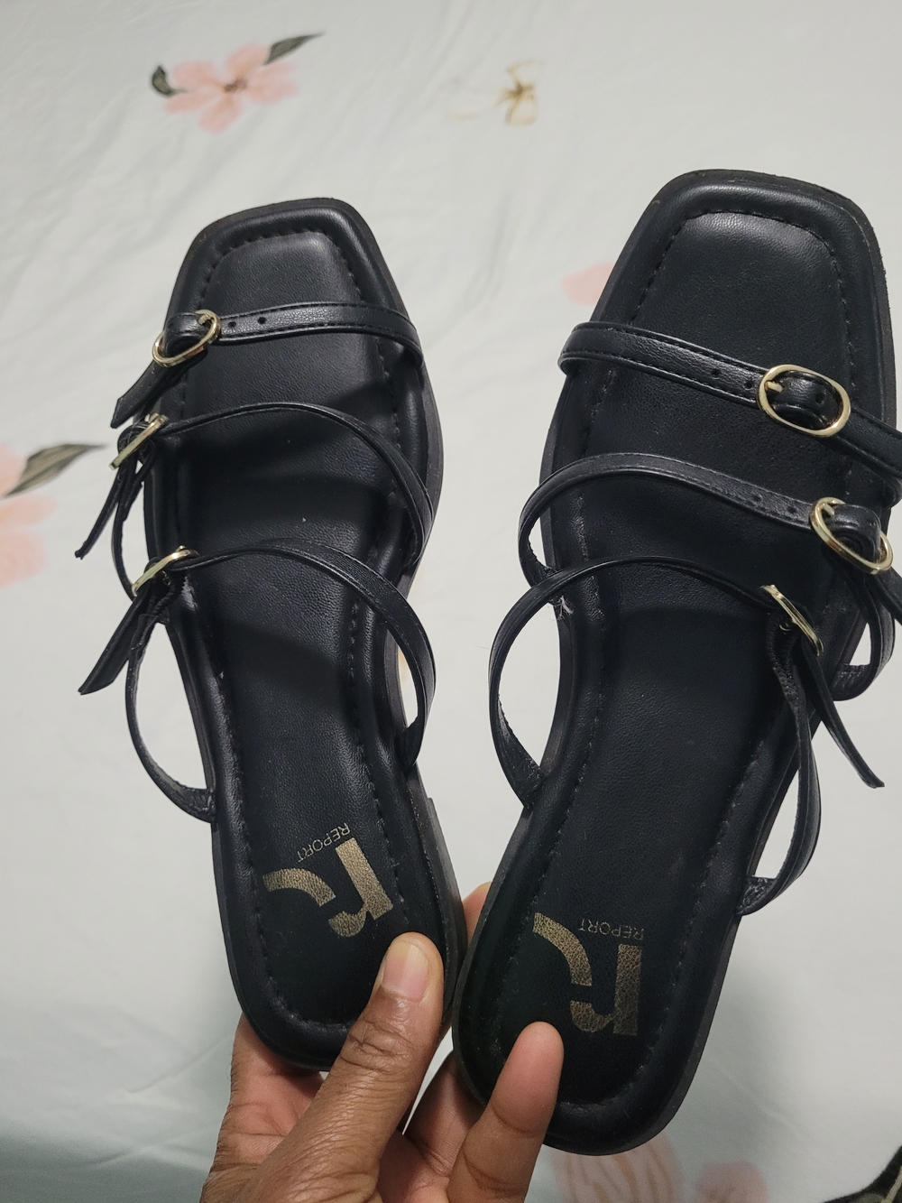 & Other Stories Black Strappy Square-Toe Mules